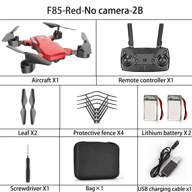 red no camera 2b F85 Квадрокоптер беспроводной Радиоуправляемый Дрон с 4k Hd камерой Wifi Fpv Вертолет складной Квадрокоптер для детей подарок игрушки Vs E58 - Цвет: red no camera 2b