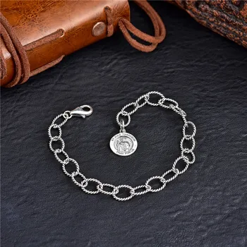 

Vintage style 100% 925 sterling silver bracelet silver pendant chain bracelet ladies birthday gift silver 925 jewelry bracelet