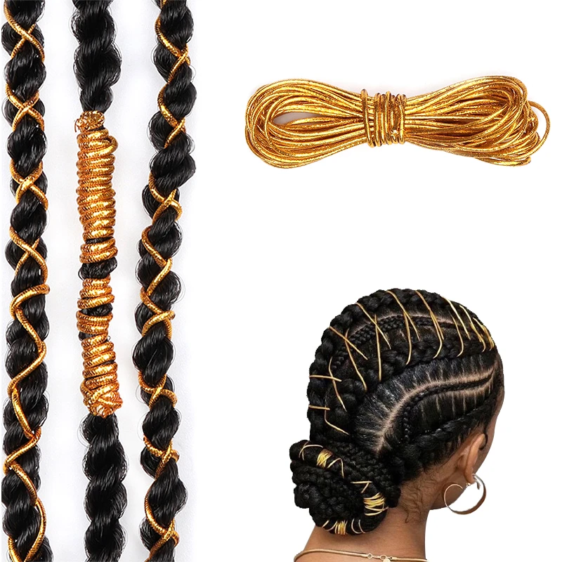 Dreadlock Braids Hair Accessories Silver Gold Braiding Hair Deco Styling  Shimmer Stretchable African Braid Braided Elastic Cord|Braiders| -  AliExpress