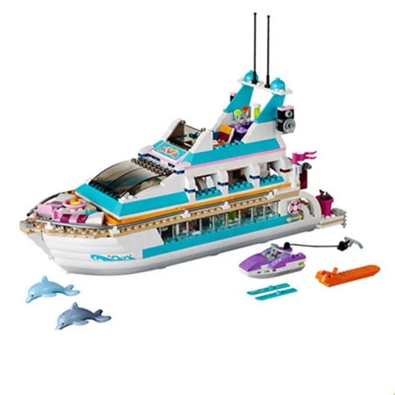 

Building Blocks Brick Toys For Children Girls Dolphin Cruiser Large Yacht Club Cruise Vessel Ship Compatible with Legoings