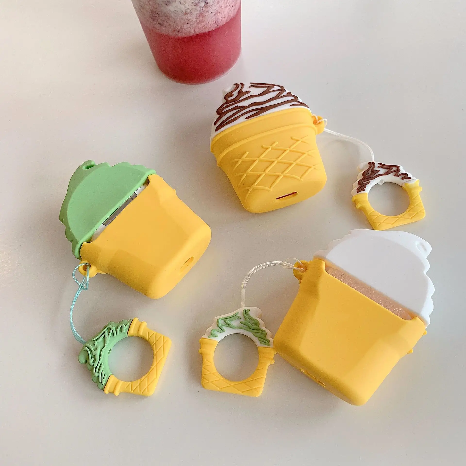 DHL для Icecream AirPods чехол Мода ins стиль коробка для сладостей для Apple гарнитура для AirPods защитный чехол с кольцом на палец