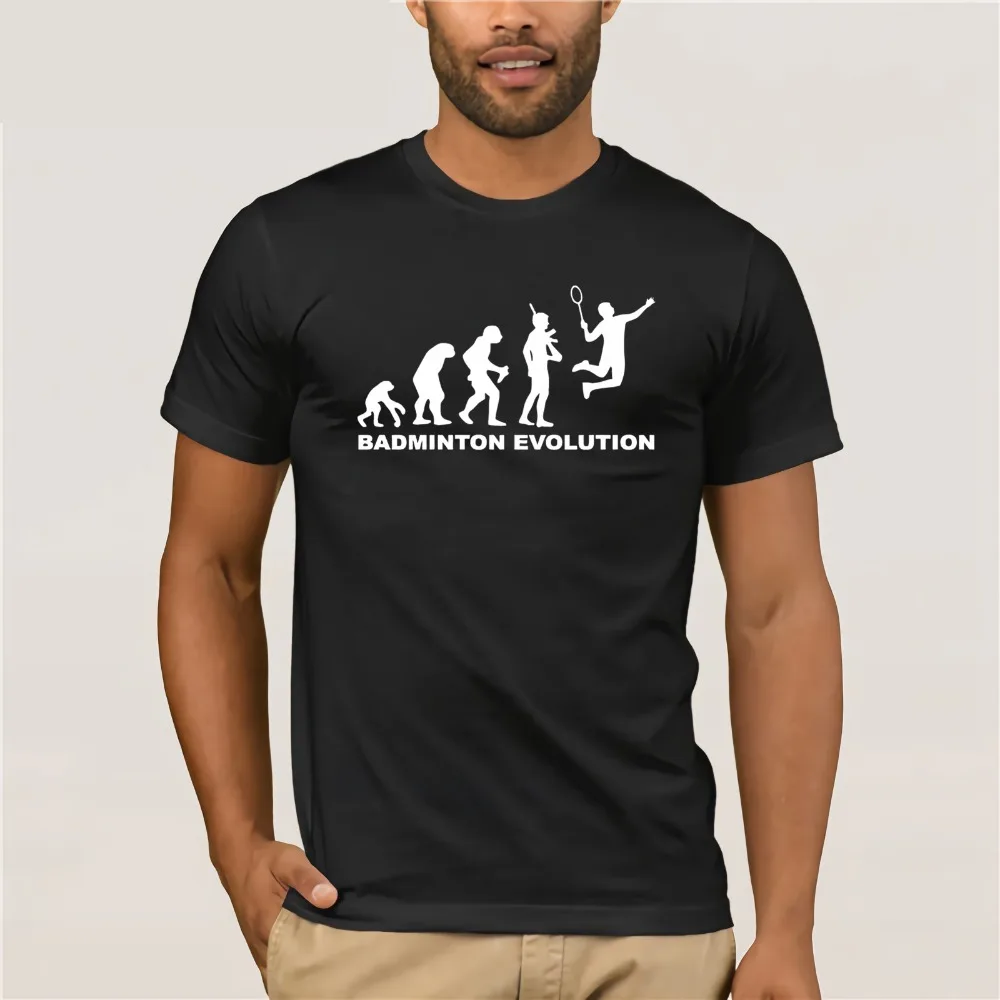 Лидер продаж 2019 модная футболка из 100% хлопка унисекс Evolution Of BADMINTONS забавный
