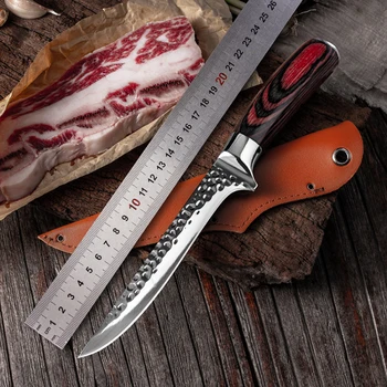 

8 inch Curved Boning Knife Kitchen Stainless Steel Knife Forged Flexible Bone Salmon Sushi Petty Raw Fish Filleting Knife Covers