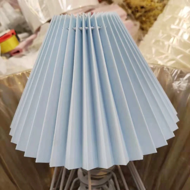 New Pleats Lampshade for Table Lamp Standing Floor Lamps Korean Style Pleated Lampshade Cute Desk Lamp Shade Bedroom Lamps E27 light blue