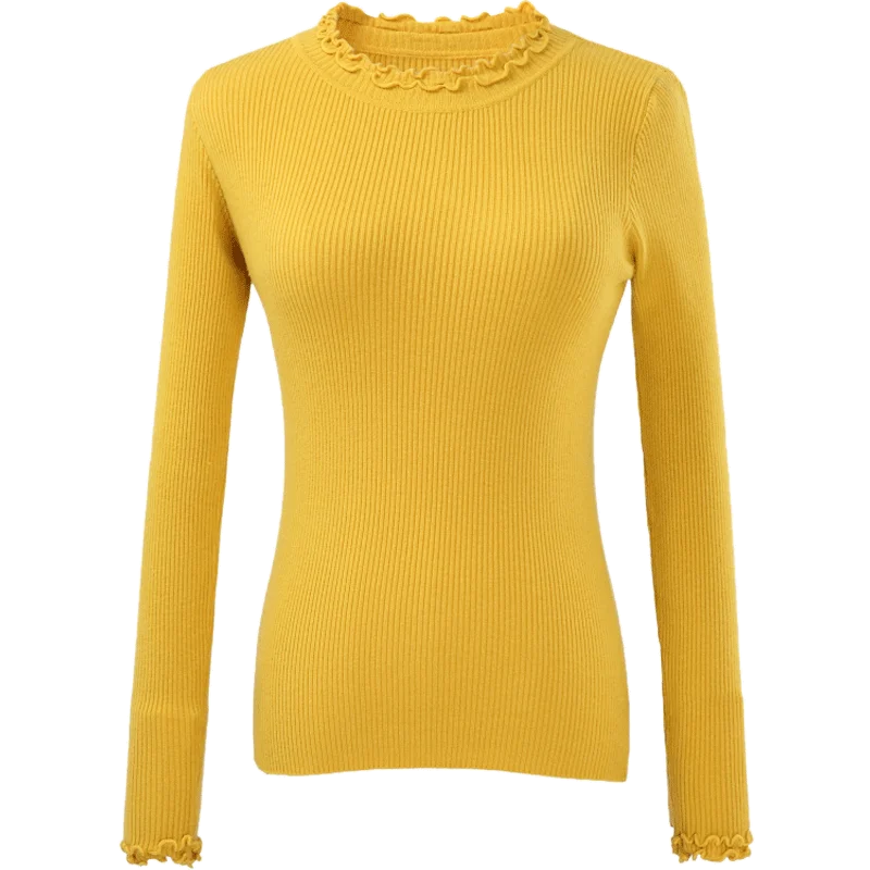 Новинка 2019 женские рубашки длинный рукав вязанные тонкая водолазка половинный