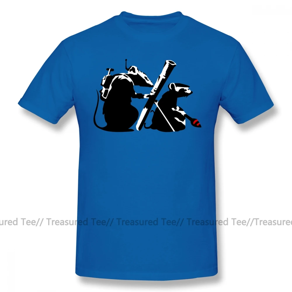 Bansky футболка Бэнкси война на искусство крыс Футболка Мужская хлопковая футболка милый Графический короткий рукав плюс размер Классическая футболка - Цвет: Blue
