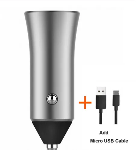 Новое автомобильное зарядное устройство Xiaomi USB 5 В/2.4A 18 Вт светодиодный, напоминающий быструю зарядку, подходит для большинства телефонов, планшетных ПК, двойное быстрое зарядное устройство, универсальное - Цвет: add Micro USB cable