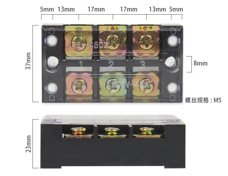 1 шт винт клеммный блок TB-4503 45A 600V фиксированная монтажная плата разъем провода