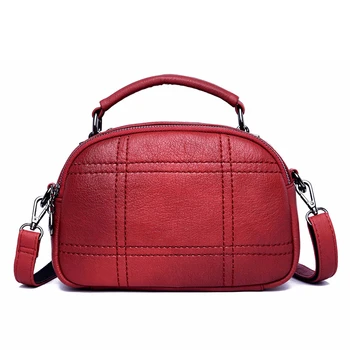 

2019 Crossbody Bags For Women Leather Messenger Bags Vintage Sac A Main Female Plaid Soft Leather Shoulder Bag Small Handbags
