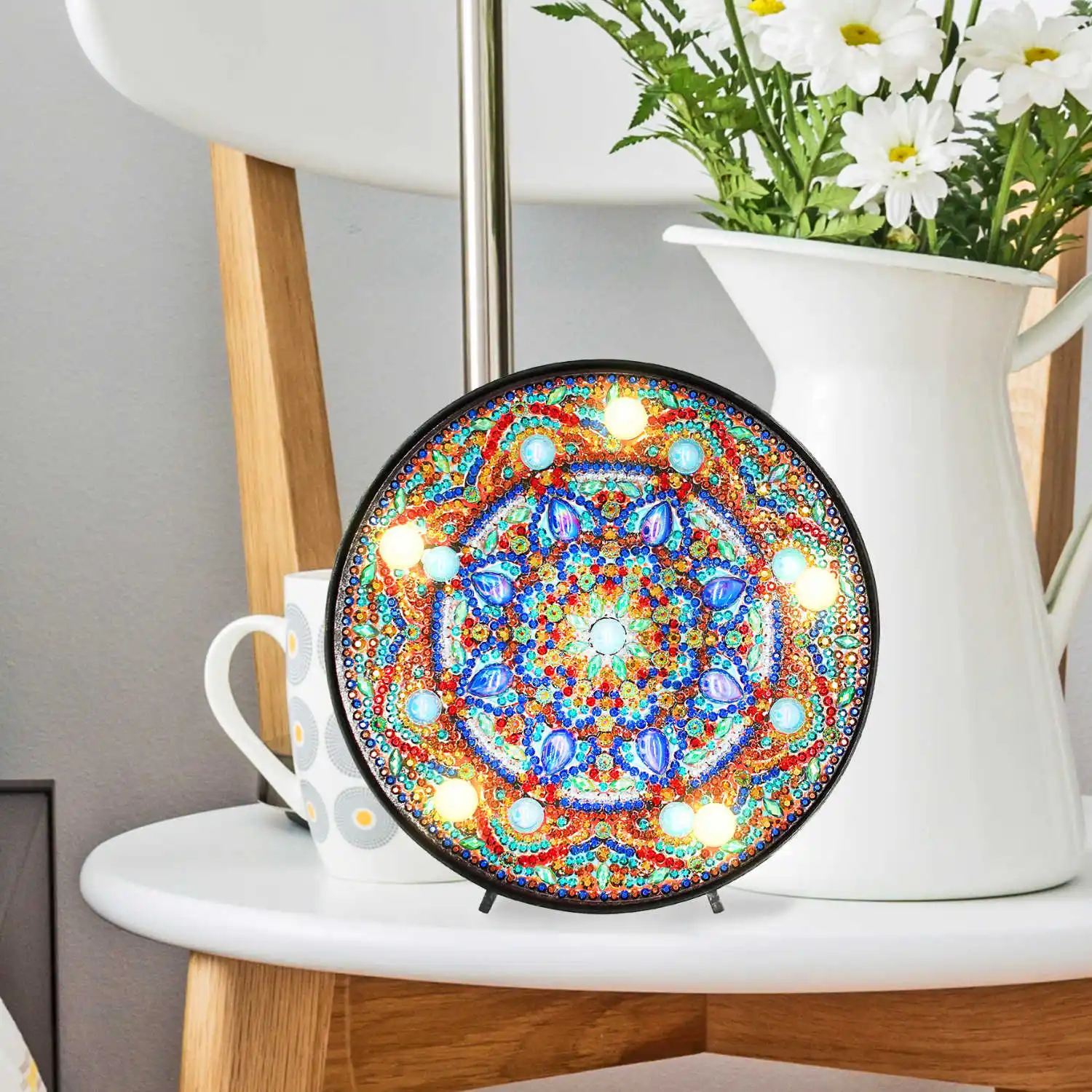 AZQSD DIY Led алмазная живопись лампа специальной формы бусины цветок ручной работы Подарок Круглый Круг Алмазная Мандала мозаика