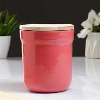 

Loose jar with a wooden lid "Vyatskaya" 1l / 12x15cm, pink 5156886