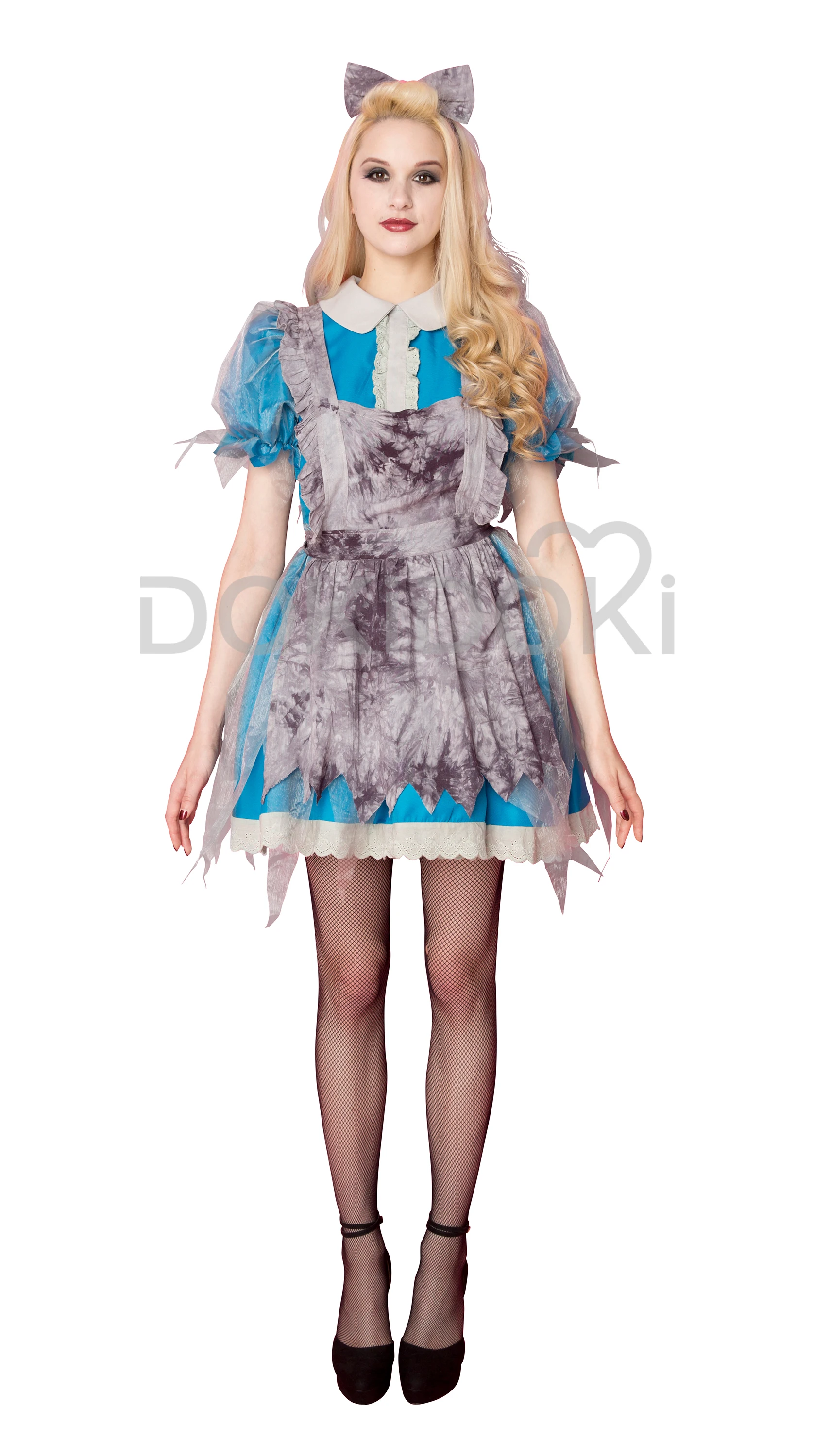 DokiDoki/костюм для косплея на Хэллоуин для девочек; платье горничной; милое платье синего и серого цвета; женский костюм на Хэллоуин для косплея; Рождественский Костюм