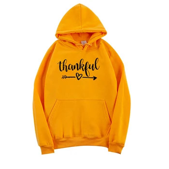 

Woman Hoodie Thankful Casual Sweatshirt Festival Girl Gift Long Sleeve Yellow Tops Ulzzang Fall New Arrival High Quality Jumpers