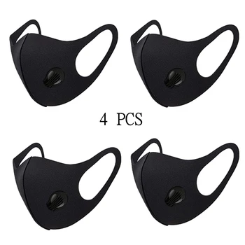 

4PCS Sponge Mask Breathing Valve Outdoor Dust Mask PM2.5 Face Mask Washable Reusable dust-proof Anti-spray