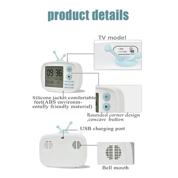 

Retro TV Shaped Alarm Clock Multi Function USB Charging Bedside Electronic Clock For Kids