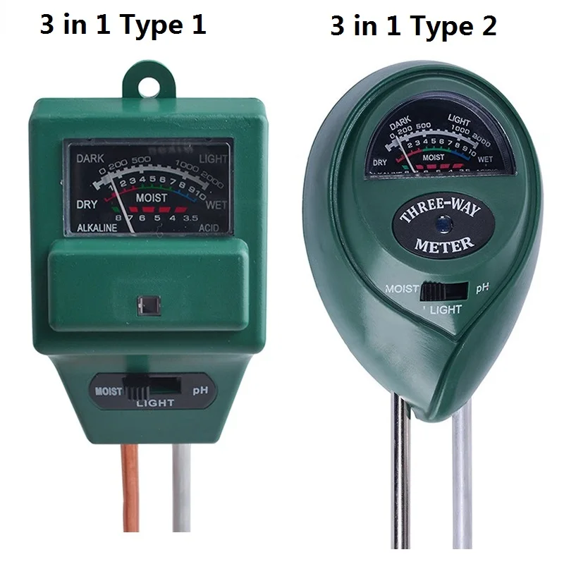 Soil PH Meter 3 in 1/2 in 1 Sunlight PH Meter Tester Light Humidity Acidity Moisture Measurement Tools for Garden Plant Flowers