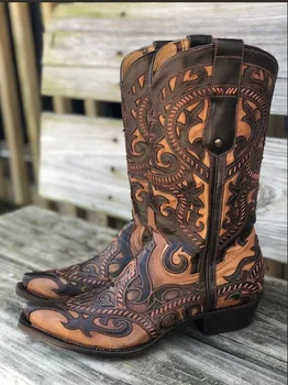

2020 Large Size Long Tube Women's Boots Autumn and Winter Embroired New Retro Thin Plus Velvet Rir Boots Women Boots