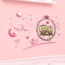 XL7207 Любовь Сова наклейки на стену третьего поколения съемные наклейки на стену ПВХ Hyaline мембрана гостиная спальня съемный