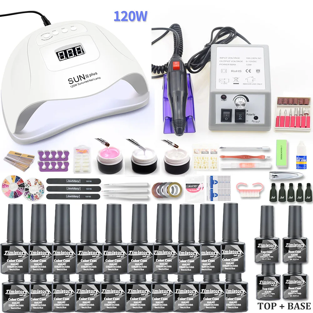 Kaufen Nagel set 120 W 54 W UV LED Lampe Gel Nagellack Set KIt   Elektrische Nagel Bohrer Nagel kunst Werkzeuge Maniküre Set Nagel Verlängerung kit