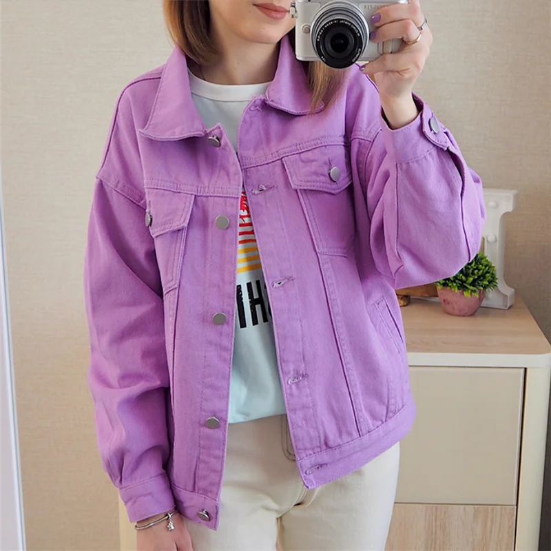 

Куртка женская джинсовая, однотонная хлопковая верхняя одежда с отложным воротником, размера плюс, S-3XL, весна 2021