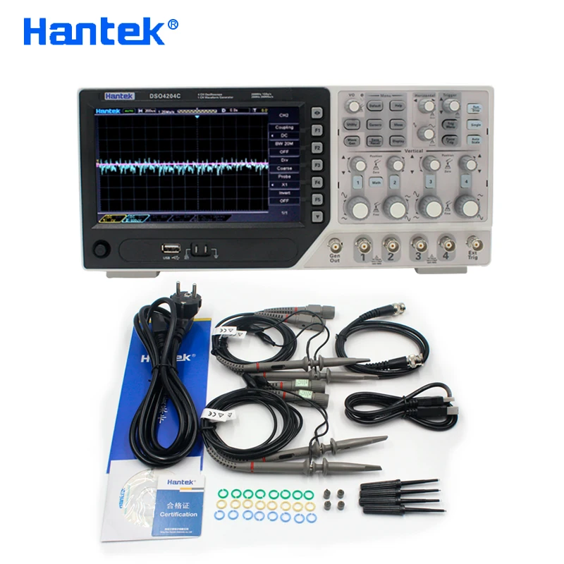 Hantek DSO4204C Digital Oscilloscope 200MHz 4Channels Portable USB Osciloscopio Automotive+EXT+DVM+Auto range function