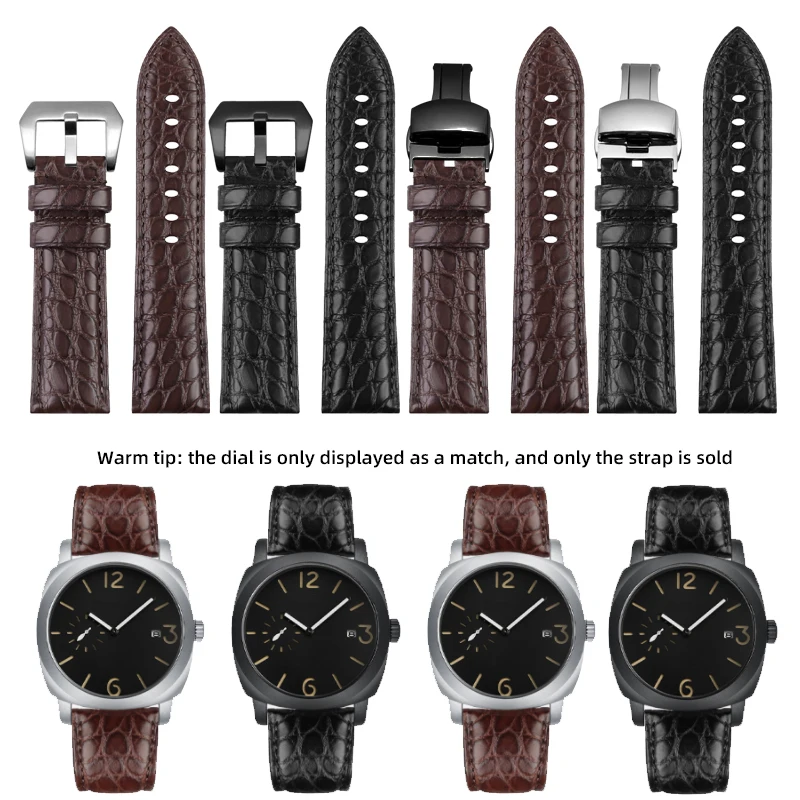 Nuovo Cinturino Per Orologio In Pelle Di Coccodrillo Per Panerai Pam441 Pam111 1950 00321 01313 Cinturino Per Orologio In Vera Pelle Da Uomo 22 24Mm 2