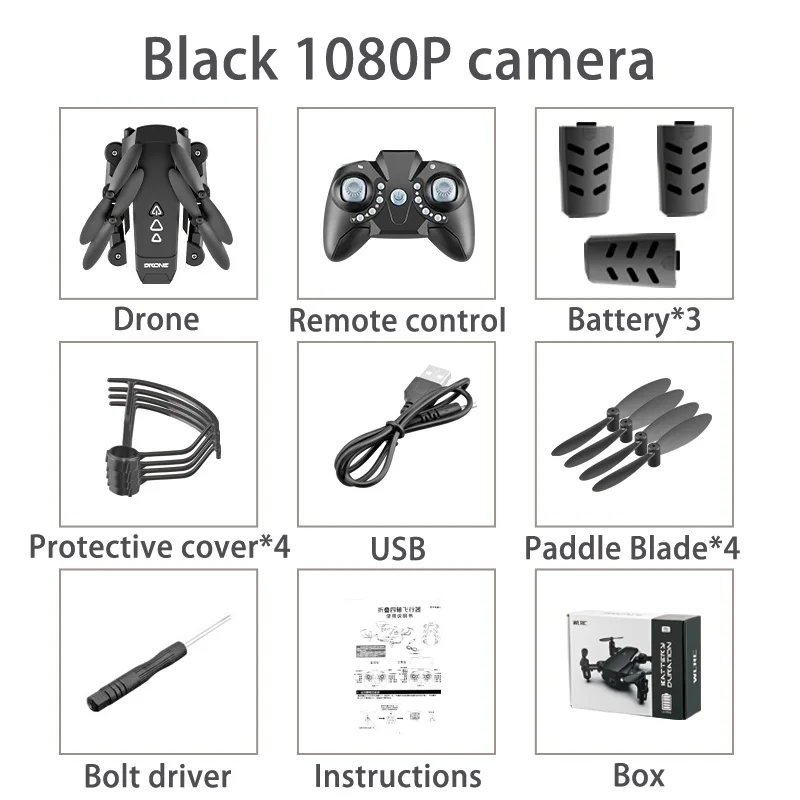 1080P 3Battery-Box Профессиональный складной мини-Дрон с камерой HD аэрофотосъемка сверхдлинный Квадрокоптер с контролем трека - Цвет: 1080P 3Battery-Box