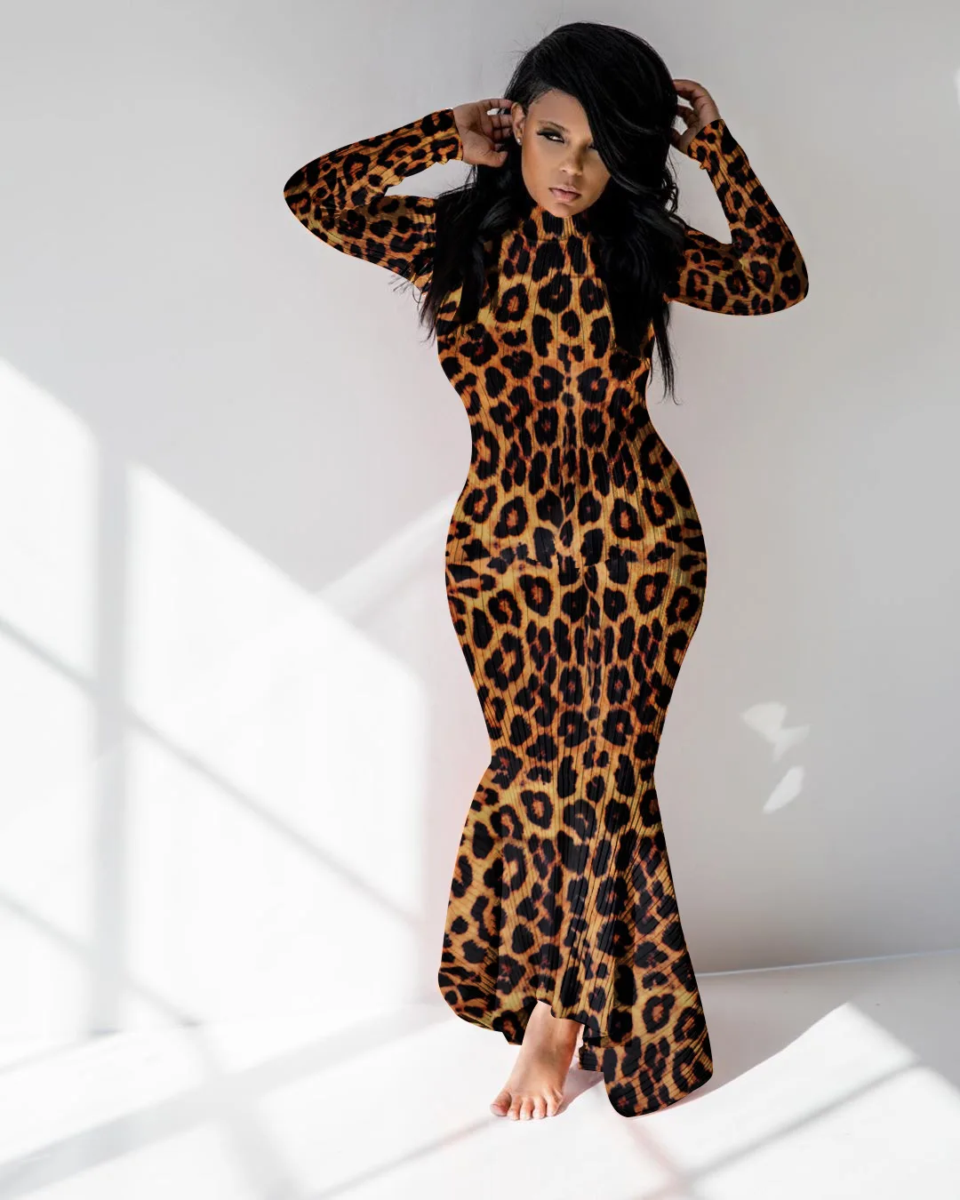 Африканские платья для женщин, зимнее облегающее длинное платье макси, Полосатое леопардовое камуфляжное Платье с принтом, Трикотажные сексуальные Клубные платья для вечеринок
