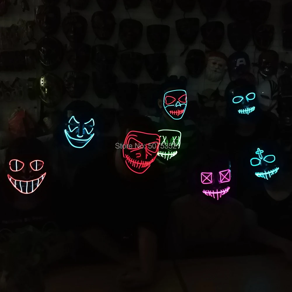GZYUCHAO EL Wire ужасная улыбающаяся маска для лица Косплей Реквизит светящаяся в темноте светодиодная маска для страшной темы Вечерние
