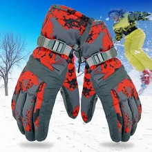 Зимние утолщенные перчатки для женщин и мужчин из искусственной кожи нескользящий, водонепроницаемый изолированные спортивные лыжные уличные сноуборд теплые ветрозащитные перчатки