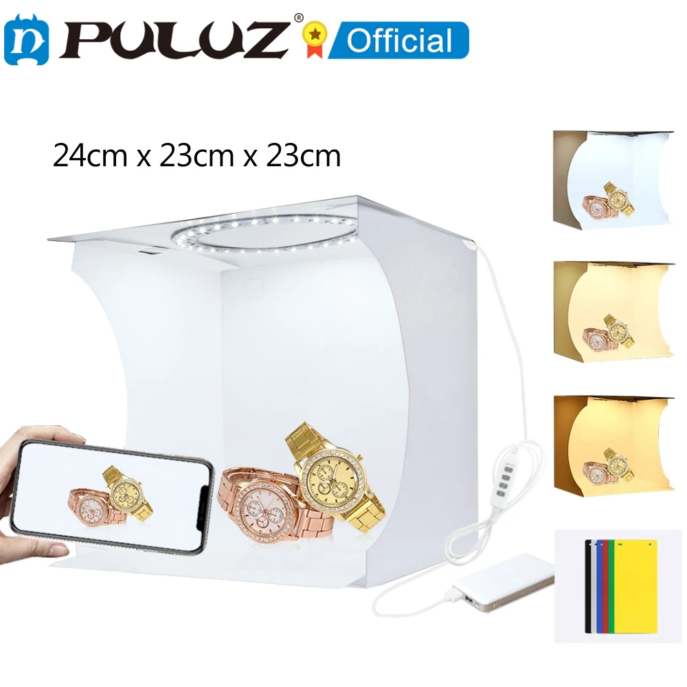 Studio Photo Portable Puluz Avec Boîte à Lumière Pliable Et 12 Fonds Colorés