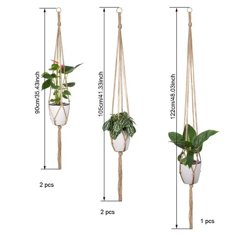 New Plant Hanger Set of 5 Hanging Planter Flower Pot Holder with Key Ring for Indoor Outdoor Decorations 2 Pieces 105 cm | Дом и сад