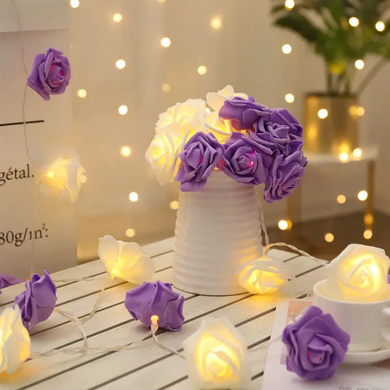 Purple White Diwali светодиодный гирлянда Сказочный светильник s Рождественский светильник s наружный светильник гирлянда Роза Luminaria мерцающие Валентина свадебные украшения салон - Испускаемый цвет: Purple White