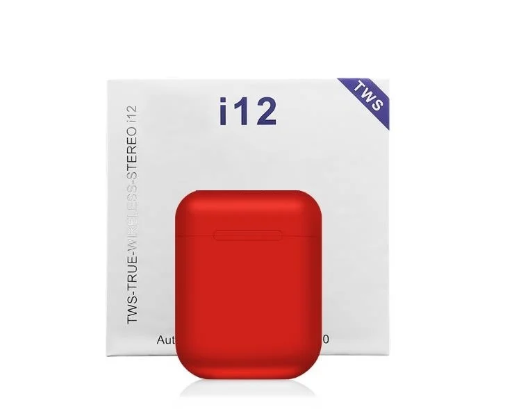 Red Беспроводные Bluetooth 5,0 наушники беспроводные наушники сенсорные портативные i12 tws Bluetooth гарнитура для 1:1 Apple с наушниками pod - Цвет: Red