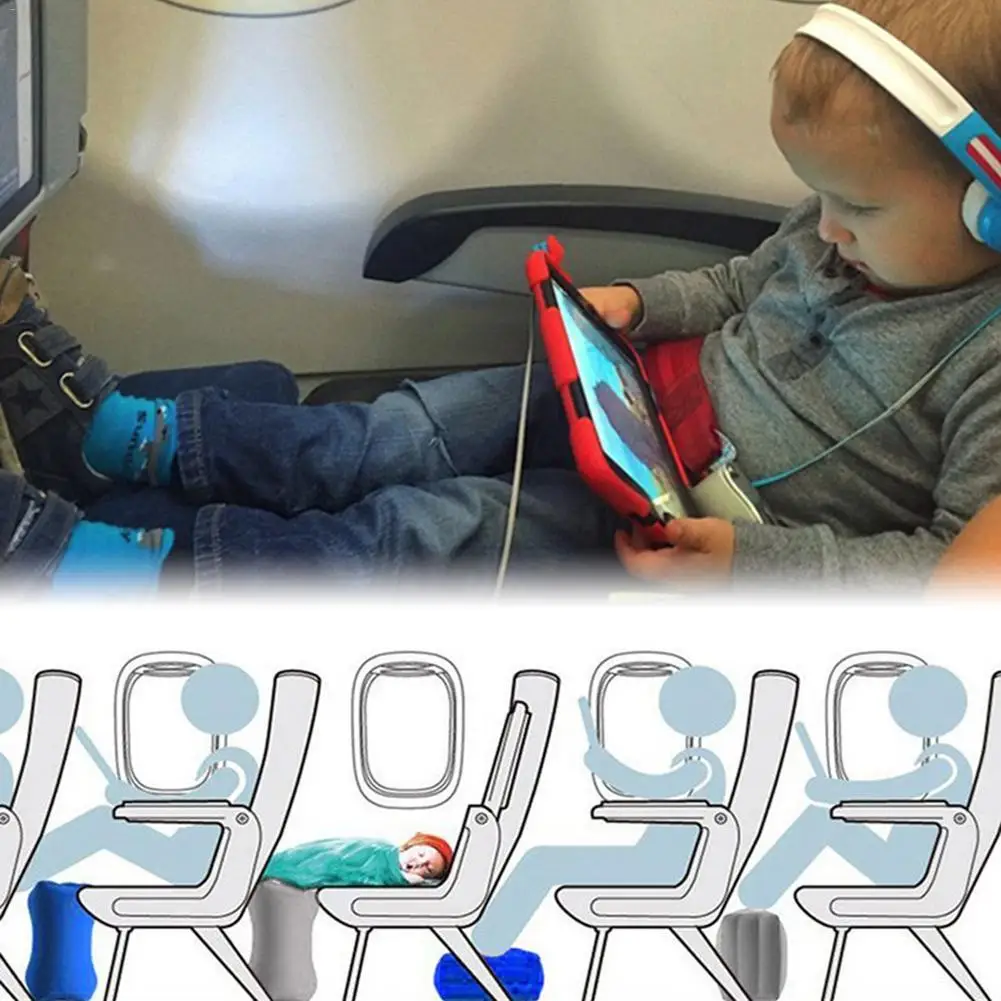 Kids Flight Sleeping Resting Pillow On Airplane Car Bus Pillow Inflatable Travel Foot Rest Pillow Folding Adjustable Footstool 4
