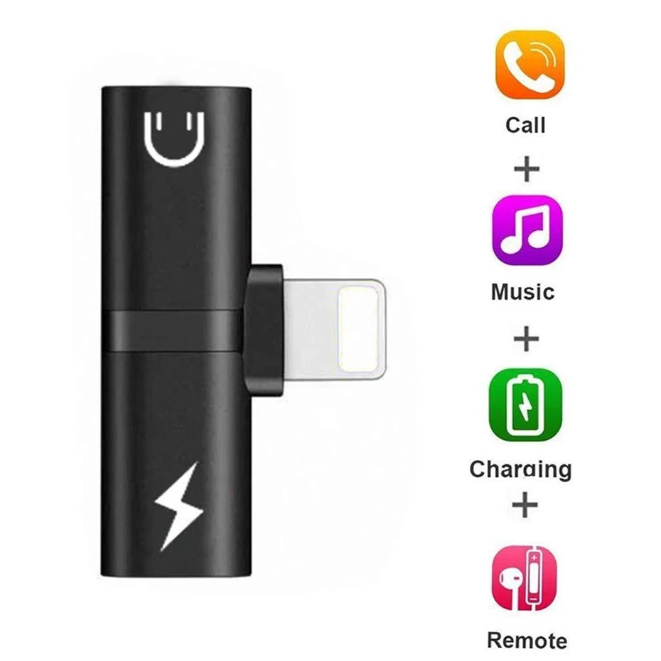 

2 in 1 Audio Charging Converter Adapter For iPhone X 10 7 8 Plus Aux Audio Adapter Connector Splitter For Earphone AUX Cable