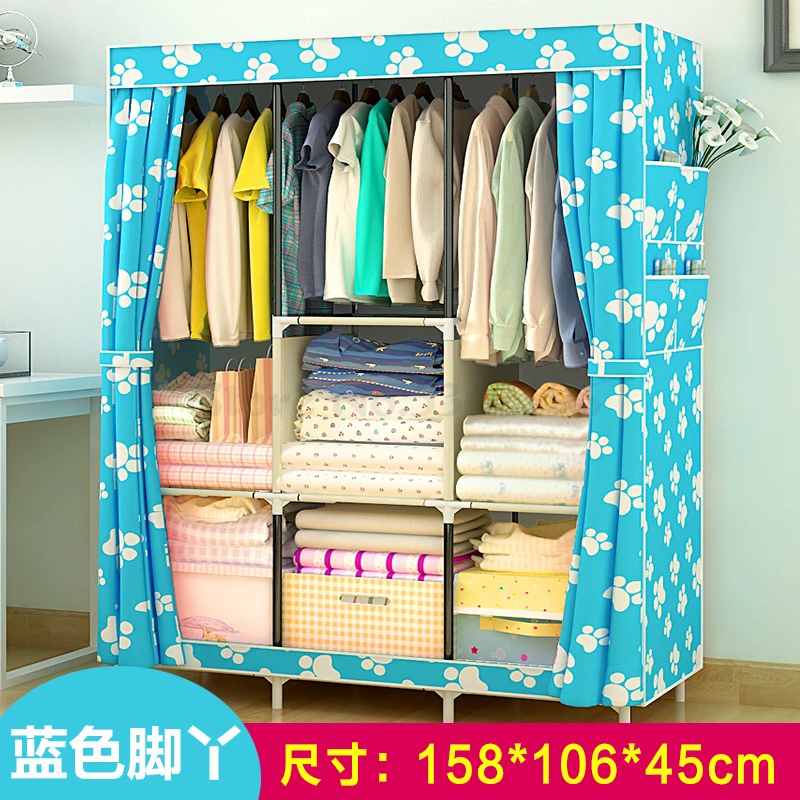 Simple Wardrobe Fabric Simple Modern Bedroom Economical Reinforcement Overall Wardrobe Household Cloth Wardrobe - Цвет: Розовый