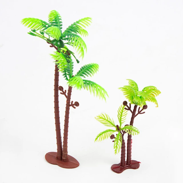 24 Pcs Mini Toy Jungle Trees Plastic Model Coconut Trees Figurines with  Base Cake Decoration Rainforest Diorama Supplies Scenery Architecture Trees