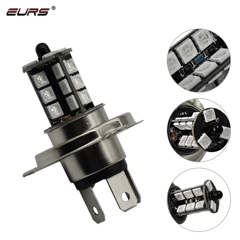 EURS 2 шт. светодиодный H4 H7 H11 H1 многоцветный RGB противотуманный фонарь 5050 12SMD 24 светодиодный противотуманный фонарь 9005 противотуманный светильник с пультом дистанционного управления для автомобиля