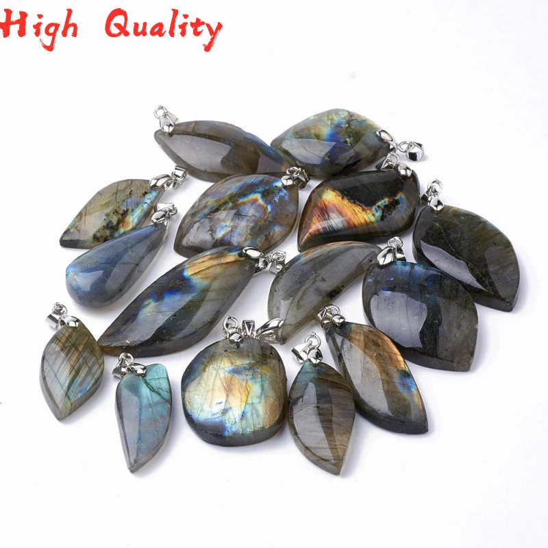 

20pcs Natural Labradorite Pendants with Brass Findings DIY Jewelry Accessories Making Necklaces Crafts Supplies Irregular