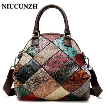 

NIUCUNZH Women's Handbags Genuine Leather Luxury Handbags Women Bags Designer Women's Shoulder Bag Patchwork Crossbody Bags 8638