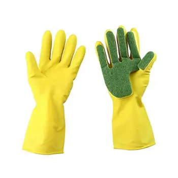 

1Piece Household Dish Washing Rubber Cleaning Gloves Home Garden Kitchen Scouring Pad With Sponge Fingers Guantes Nitrilo