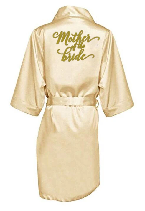 new Champagne bathrobe bride satin-silk robe women bridal party sister team mother shower gift bridesmaid wedding short robes