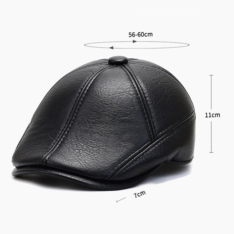 Men's outdoor leather hat winter Berets male warm Ear protection cap genuine leather dad hats Leisure bone
