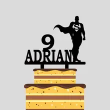 Персональный Топпер для торта на день рождения, на заказ, для детей, с именем, возраст, Супермен, Топпер для торта, для детей, на день рождения, для украшения торта, YC086