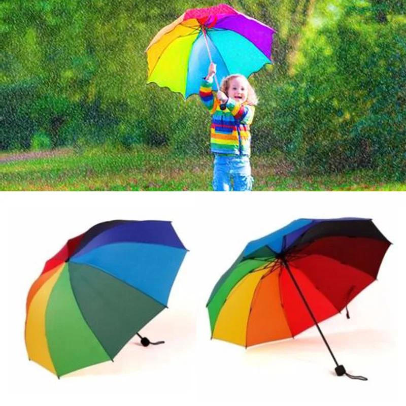 Большой зонтик Цветной Зонтик Открытый водонепроницаемый Радуга анти-УФ Зонты Радуга компактный