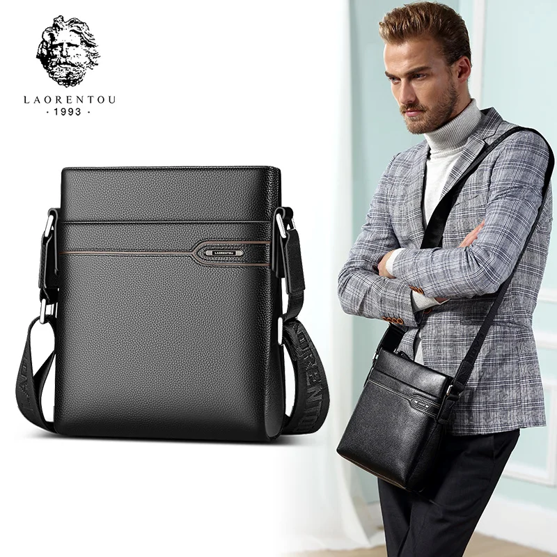 LAORENTOU Men's Genuine Leather Shoulder Bag