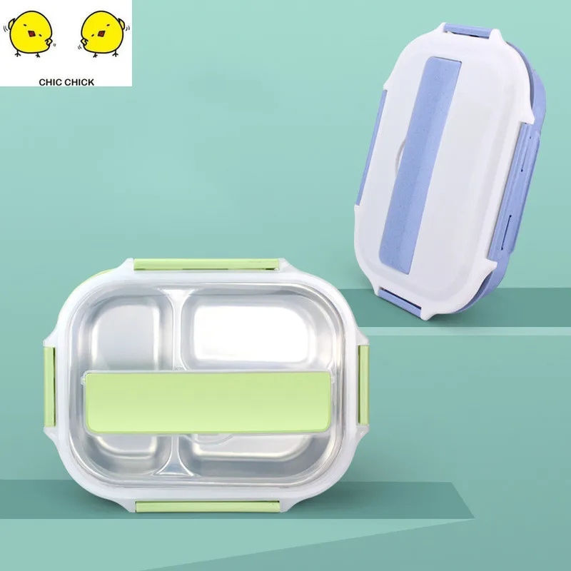 

304 stainless steel lunch box heated by water portable lunch box with lid and compartment for student children divided plate