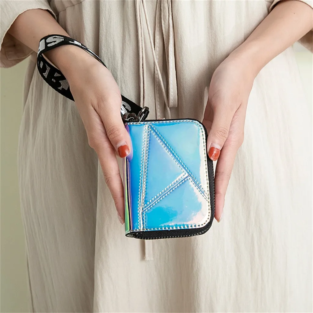 

Card Holder Wallet With Zipper Women Shining Card Holder Fashion Credit ID Card Case Bags Wallet Carteira Muje Small Coin Purse