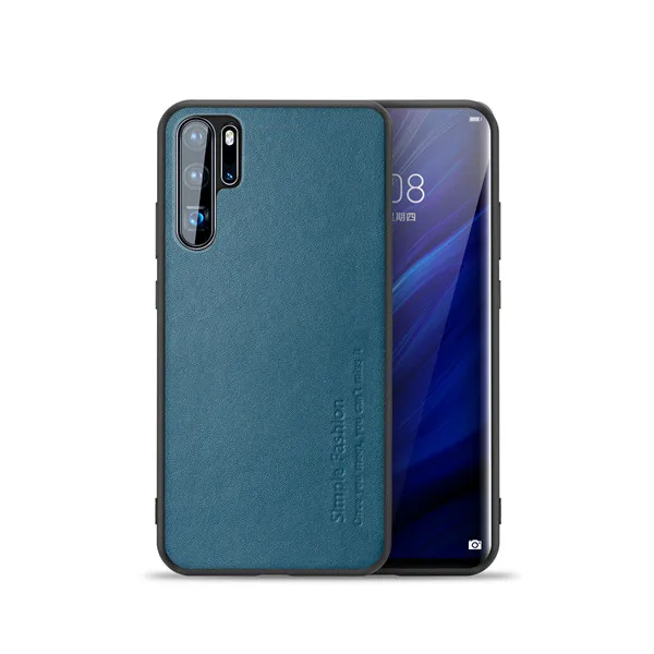 Blue Кожаный чехол P20 Pro для huawei P30 Pro, роскошный чехол из натуральной воловьей кожи, задняя крышка, тонкий ТПУ P30, чехол для huawei P20 P30, Funda Capas - Цвет: Blue